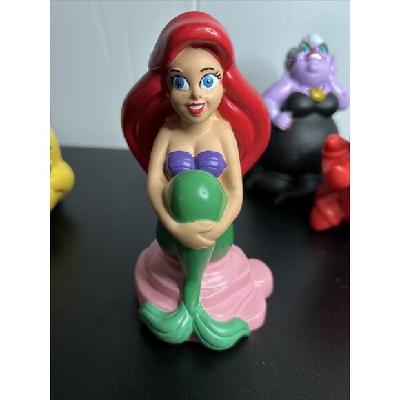 Vintage The Little Mermaid Bath Toy Lot - Ursula Flounder Sebastian Figures - Picture 6 of 16